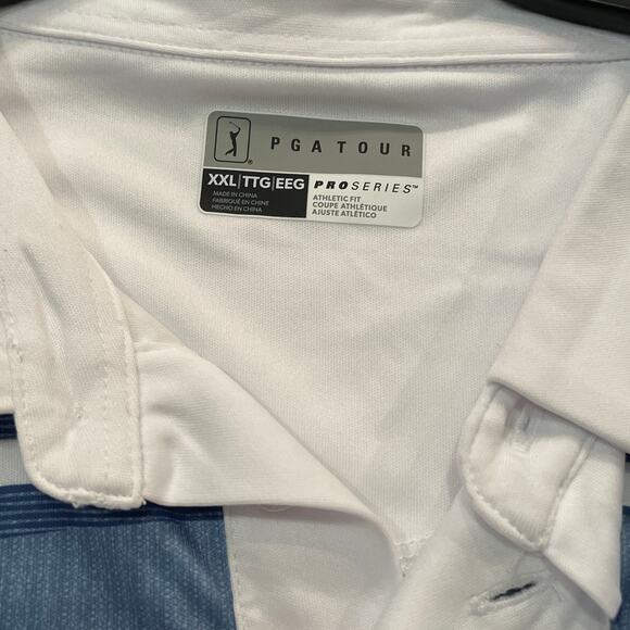 PGA TOUR Men's Athletic Fit Terrain Print Short Polo Shirt Bright white XXL - Picture 7 of 7